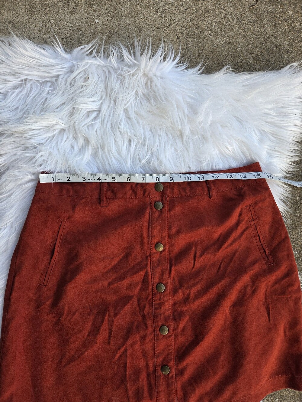 Forever 21 - Red Rust/Button Front Mini Skirt - Size Large - Picture 11 of 12